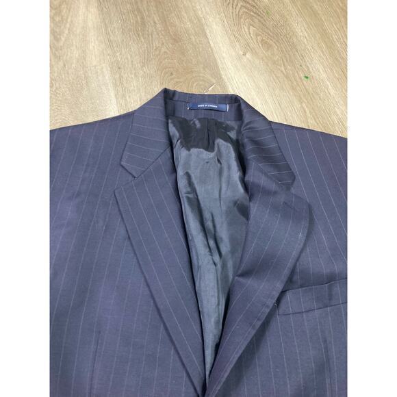 Lauren Ralph Lauren Women's Navy Blue Pinstripe Blazer Jacket Size 42R - Picture 14 of 16